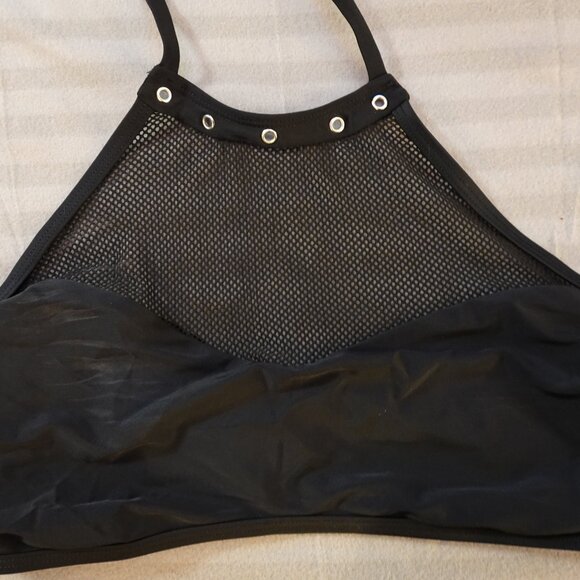 Hot Topic Black Fishnet Grommet Halter Swim Top XL - Picture 7 of 9